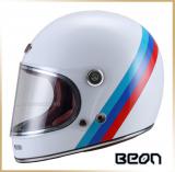 Шлем интеграл BEON<br>Vintage F1 SHINY white