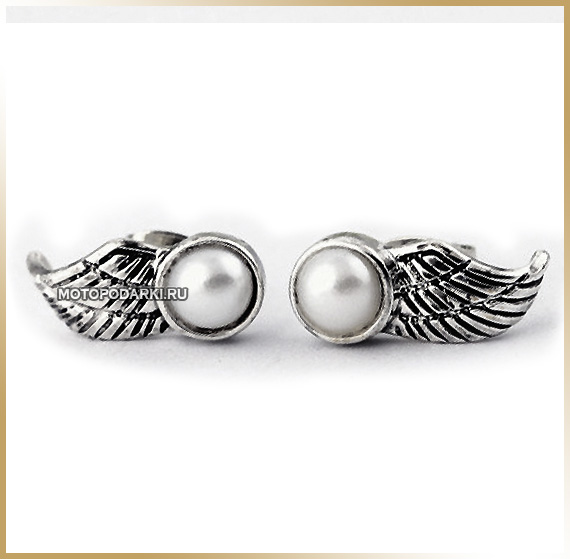 Серьги-гвоздики<br>Earrings Wings Pearl