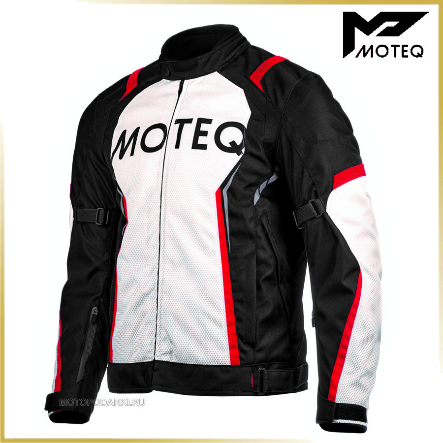 Мотокуртка текстильная MOTEQ <br>Spike B/W не промокаемая, на мембране