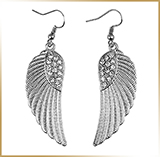 Серьги подвески стразы<br>Earrings Wings Silver