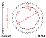 JT Звезда задняя (ведомая)<br>JTR761.39 (сталь)