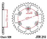 Звезда задняя JT<br>JT 210.50SC стальная
