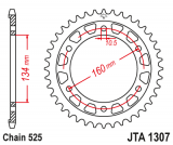 JT Звезда задняя (ведомая)<br>JTA1307.44 (алюминий)