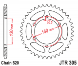 JT Звезда задняя (ведомая)<br>JTR 305.46(сталь)